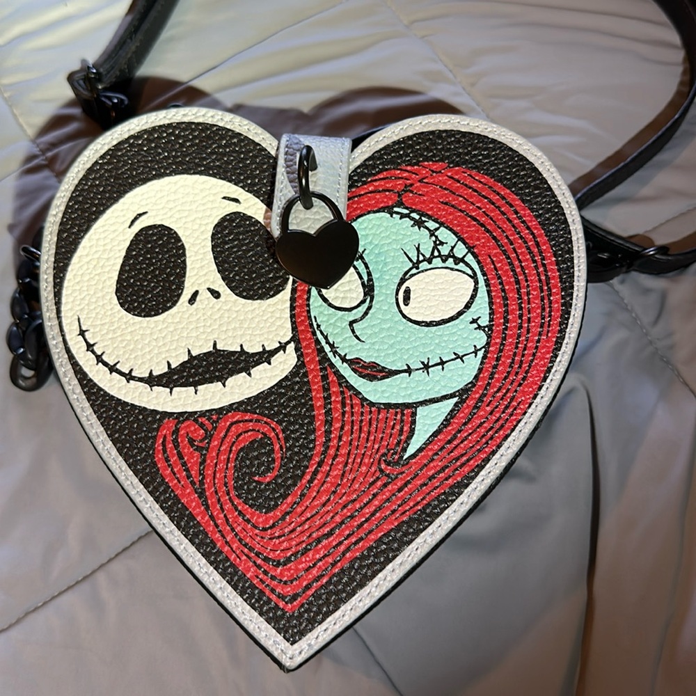 Disney Parks Jack And Sally Heart Shaped Bag Nightmare Before Christmas